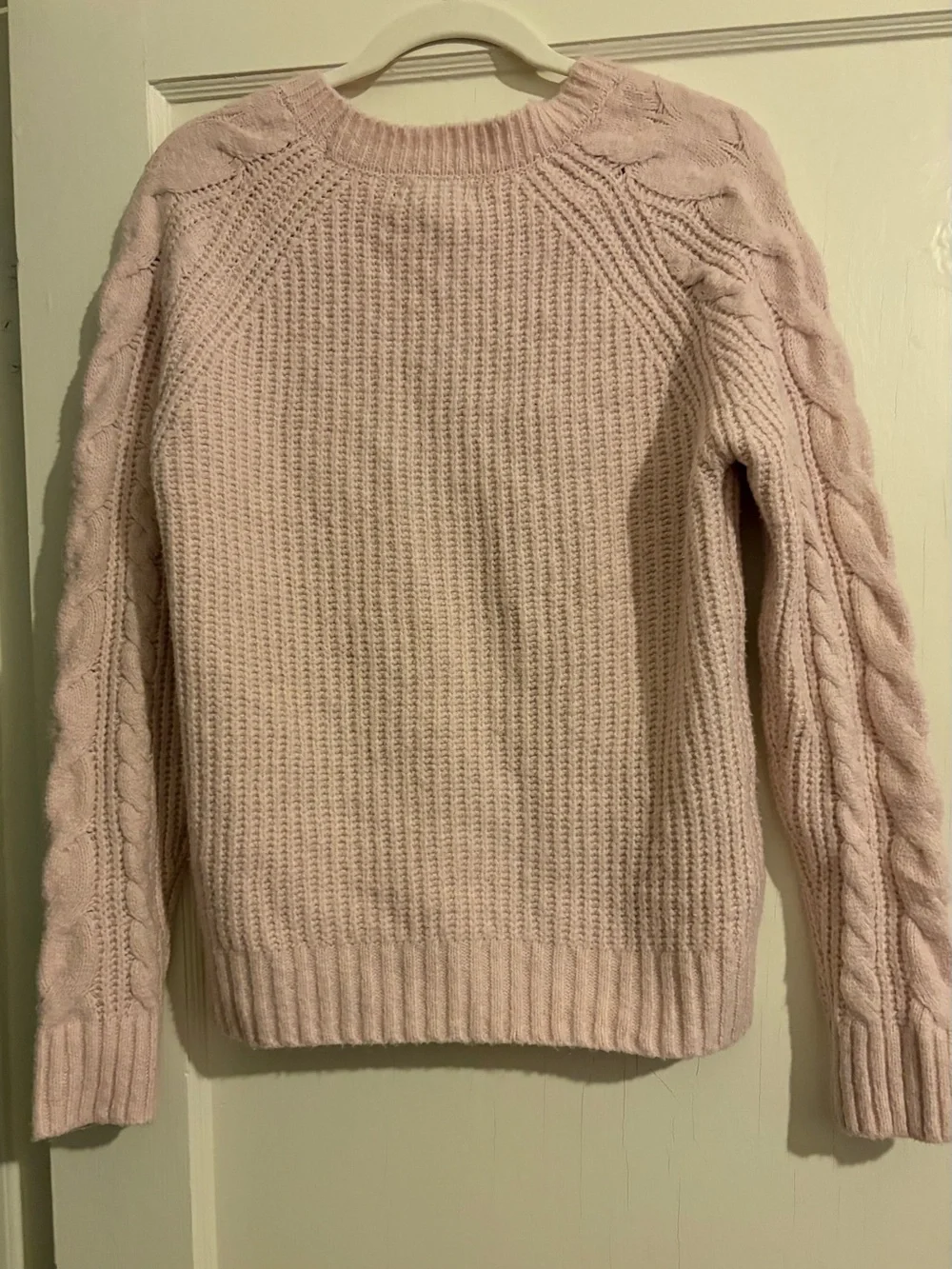 Rachel Zoe Women’s Cable Knit Crewneck Sweater Light Pink